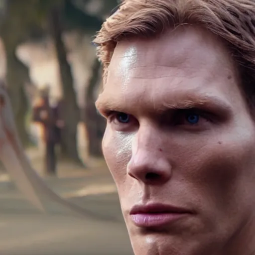 Image similar to Live Action Still of Jerma in Revenge of the Sith, real life, hyperrealistic, ultra realistic, realistic, highly detailed, epic, HD quality, 8k resolution, body and headshot, film still