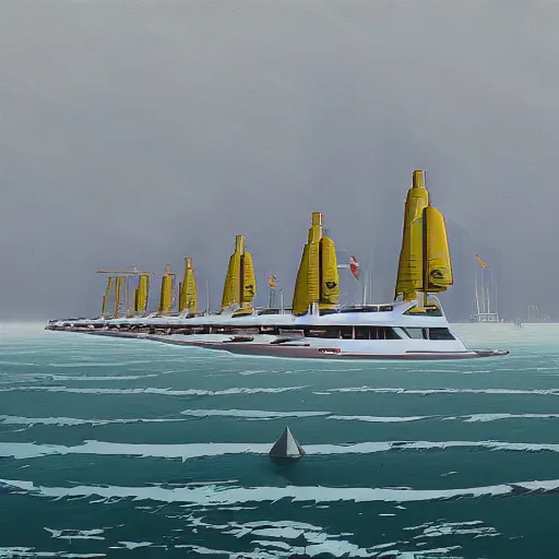 Image similar to yachting club by simon stalenhag