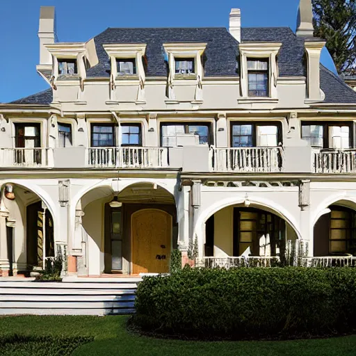 Image similar to stucco tudor with wood and tile white being mansion by mcalpine house, by jackson & leroy architects