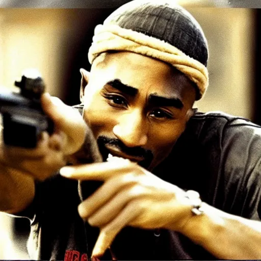 Image similar to award winning photo of tupac shakurs last moment alive, from the perspective of the gun, but the actual photo, 4 k mega realistic