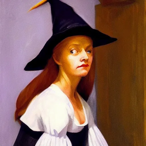 Prompt: a realistic witch in the 1 7 0 0 s portrait, by edward hopper, new artstation artist,