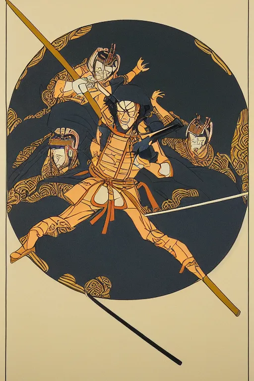 Image similar to dreaming of samurai battles, cel animation by Alex Grey. Epic Elden ring. Petrus Van Schendel. 4k, rays of light, particles light,