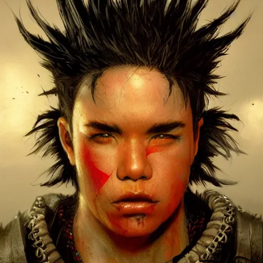 Image similar to lost boys rufio, darkwave, darksynth, character portrait headshot concept art, sharp, digital matte painting, art by luis royo, greg rutkowski, wlop, dramatic lighting, trending on artstation