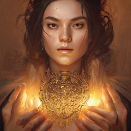 Prompt: man, a soul jar hanging from he's neck portrait, backlight, rim lighting, deep focus, d & d, fantasy, intricate, elegant, highly detailed, digital painting, artstation, concept art, matte, centered, sharp focus, illustration, hearthstone, art by artgerm, greg rutkowski and alphonse mucha