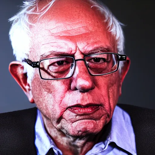 Prompt: ultrasharp hyperdetailed photorealistic octane render close - up of bernie sanders with a pink floyd t - shirt