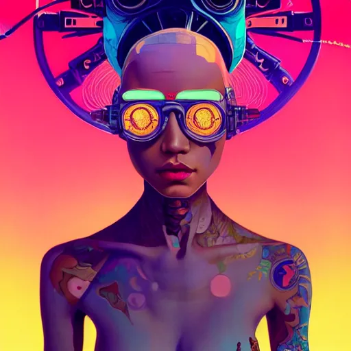 Image similar to high quality high detail portrait of a diesel punk jinx in an alien world, tristan eaton, victo ngai, artgerm, rhads, ross draws, hyperrealism, intricate detailed, alphonse mucha, 8 k, sci - fi, pastel colors, artstation,