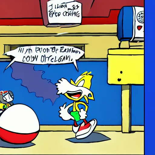 Image similar to Dr. Eggman throwing an egg at Sonic the Hedgehog