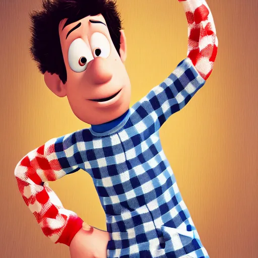 Image similar to Pajama Dan, high-quality 4k Pixar cartoon render, cute man in pajamas, 8k digital art of Pajama Dan