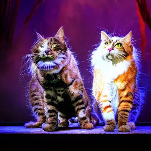 Image similar to 📷 mungojerrie and rumpleteazer, cats the musical 1 9 9 8, dynamic lighting, portait