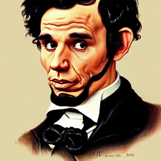 Prompt: drake!!! as lincoln, norman rockwell portrait - n 4