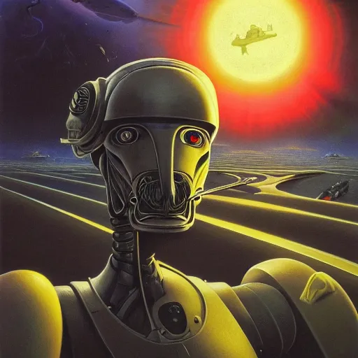 Prompt: portrait of robot with a moustache wearing french beret, exotic alien features, robotic enhancements, silver , desaturated, Tim Hildebrandt, Wayne Barlowe, Bruce Pennington, donato giancola, larry elmore, oil on canvas, masterpiece, trending on artstation, featured on pixiv, cinematic composition, dramatic pose, beautiful lighting, sharp, details, hyper-detailed, HD, HDR, 4K, 8K