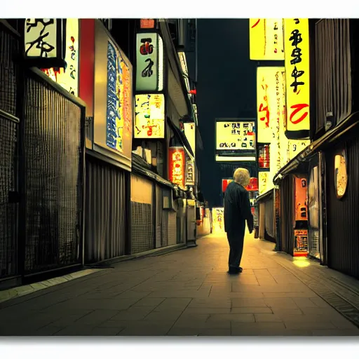 Prompt: old man at tokyo at night, neon rim light, 4k, photorealistic, hd