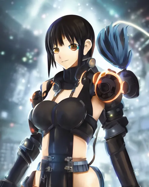 Image similar to full body portrait of anime girl in mechanic armor in night tokyo screenshot of anime by makoto sinkai, perfect face, fine details