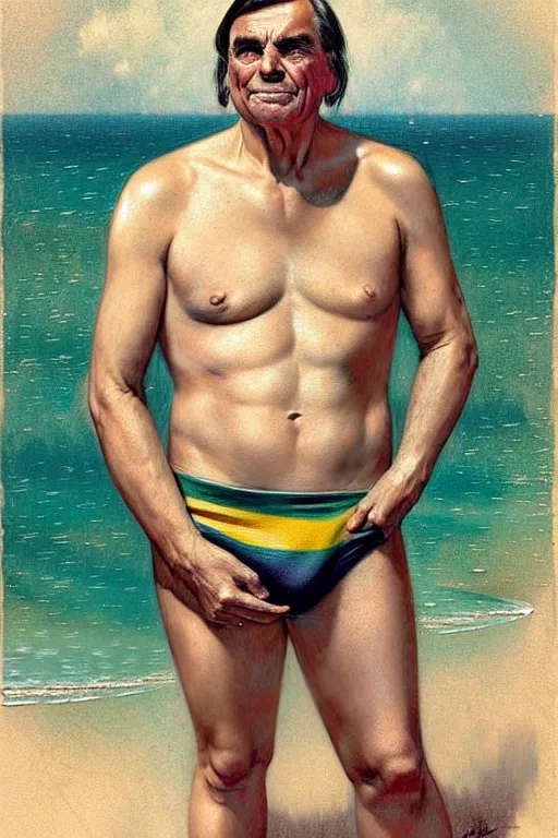 Prompt: ( ( ( ( ( 1 9 5 0 s bolsonaro brazilian president using a bikini. muted colors. ) ) ) ) ) by jean - baptiste monge!!!!!!!!!!!!!!!!!!!!!!!!!!!!!!