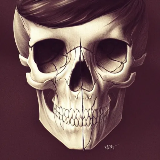 Image similar to a highly detailed skull, visible eyes in the head, by Ross Tran