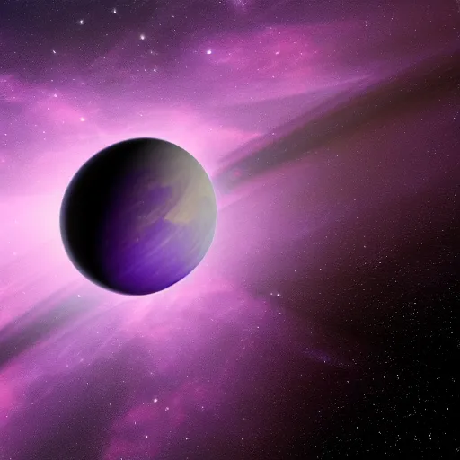 Prompt: a closeup of a lonely purple planet floating alone in the vast blackness of deep space, digital art, photorealistic, detailed, trending on artstation, closeup photo