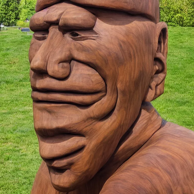 Image similar to public sculpture minimalist bust portrait of a powerful bengali man, beautiful symmetrical face accurate face detailed face realistic proportions, carved out of cedar wood on a pedestal by stephan balkenhol and martin puryear and ron mueck, hyperrealistic dramatic lighting shocking detail trending on artstation 8 k