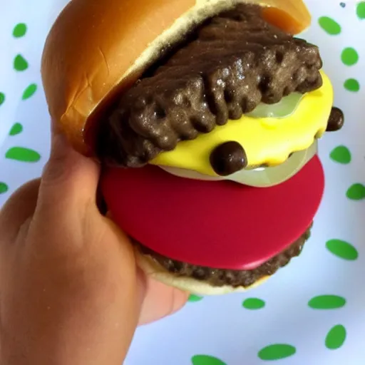 Image similar to cheeseburger made out of candy