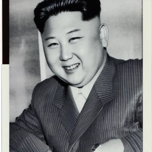 Image similar to kim jong - un in a korean boy band, polaroid picture