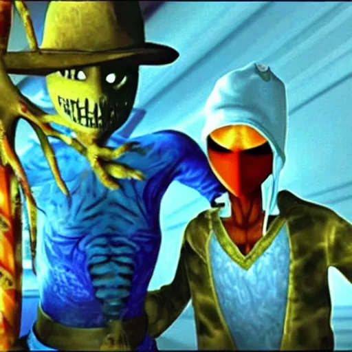 Prompt: a still of from the movie nightmare on elm street crossover with the game jak 2