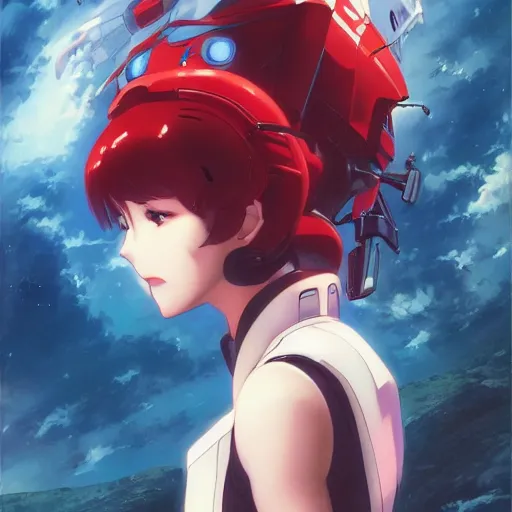 Image similar to An anime portrait of beautiful girl still from Robotech 1985 by Stanley Artgerm Lau ,WLOP, Ilya Kuvshinov ,James Jean, Andrei Riabovitchev , symmetrical