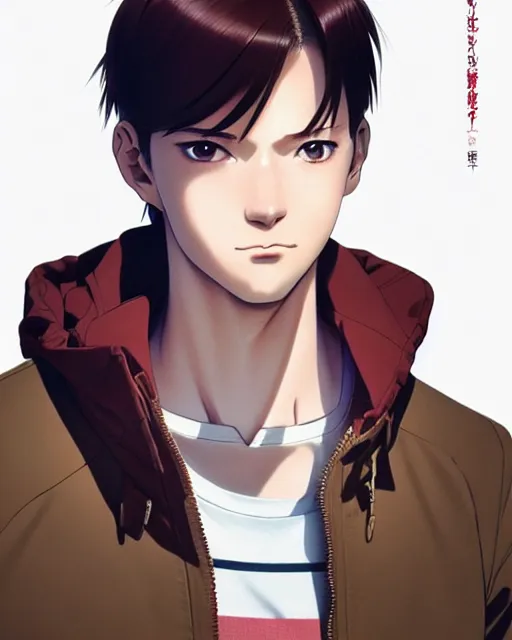 Image similar to portrait Anime as Yevgeny Morgunov actor man cute-fine-face, brown-red-hair pretty face, realistic shaded Perfect face, fine details. Anime. realistic shaded lighting by Ilya Kuvshinov katsuhiro otomo ghost-in-the-shell, magali villeneuve, artgerm, rutkowski, WLOP Jeremy Lipkin and Giuseppe Dangelico Pino and Michael Garmash and Rob Rey