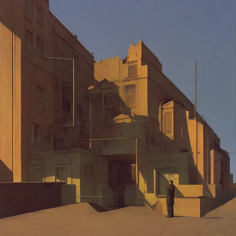 Image similar to technology, Edward Hopper and James Gilleard, Zdzislaw Beksinski, Steven Outram highly detailed