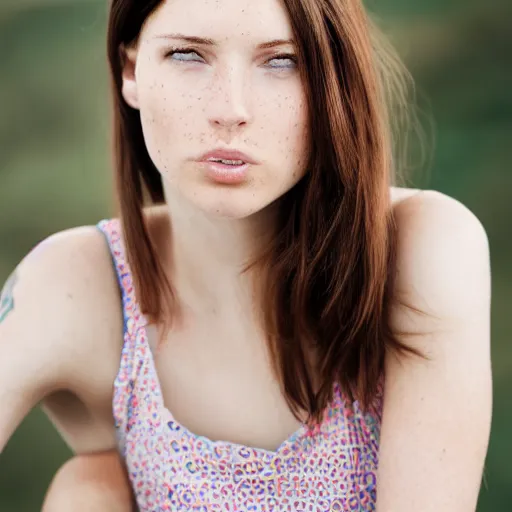 Image similar to a beautiful young woman with brown hair and freckles