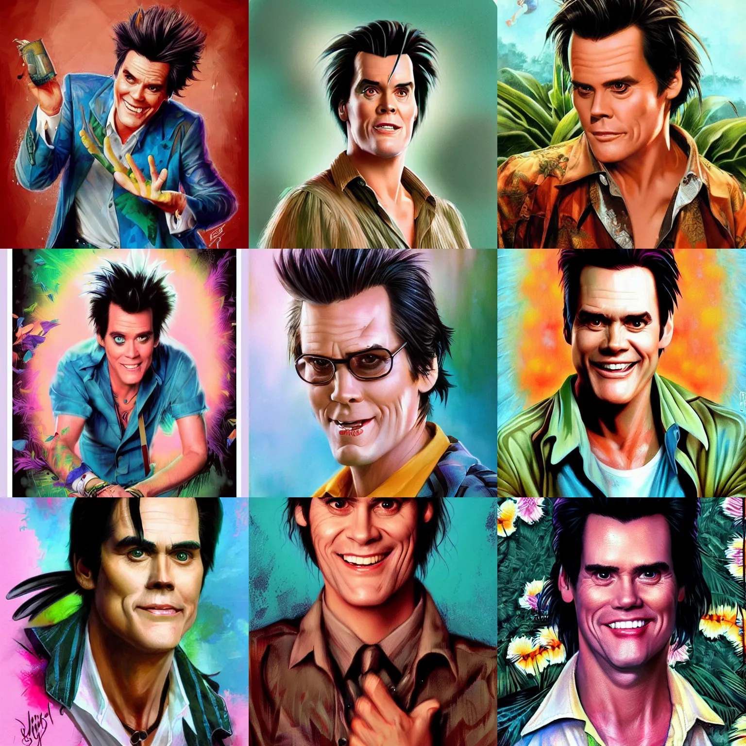 Prompt: jim carey as ace ventura by ross tran