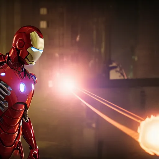 Prompt: carnage mixed with iron man cinimatic movie shot, lens flare, depth of field, still shot, high quality, realistic, unreal engine 5