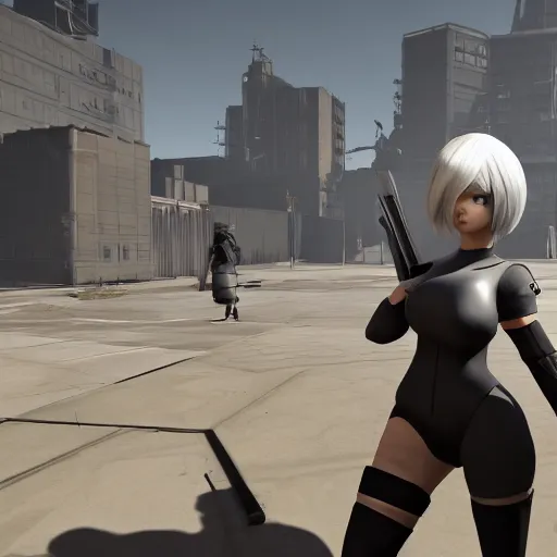 Prompt: 2B nier automata in Team fortress 2, 4k screenshot of Team fortress 2 gameplay, 8k hdr showcase