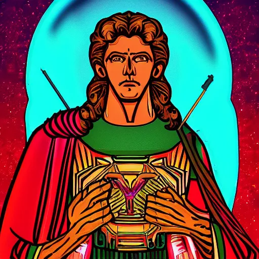 Image similar to digital art of saint michael the archangel, retro synthwave, detailed