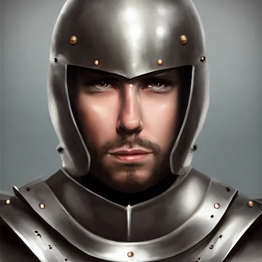 Image similar to realistic portrait, 30 year old man :: athletic, simple basic metal armour, majestic, authority, sword :: high detail, digital art, RPG, concept art, illustration