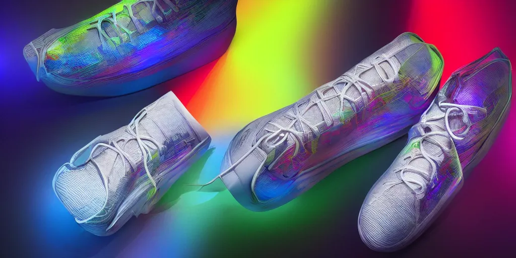 Image similar to futuristic balenciaga and vetements sneakers by felipe pantone ultra rendered extreme realism and detail, 8 k, highly detailed, realistic, pbr, surreal, hyper realistic, colorful, direct lighting, photorealistic,