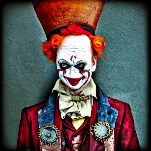 Image similar to steampunk clown