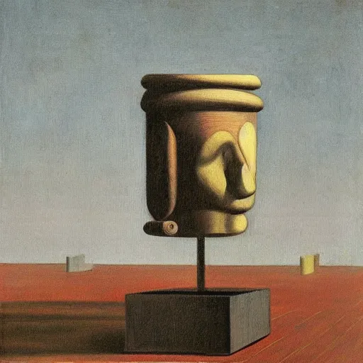 Prompt: a painting by the caretaker of an abstract sculpture by giorgio de chirico