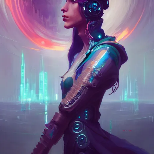 Image similar to a portrait of a beautiful cybernetic soothsayer, cyberpunk concept art by pete mohrbacher and wlop and artgerm and josan gonzales, digital art, highly detailed, intricate, sci-fi, sharp focus, Trending on Artstation HQ, deviantart, unreal engine 5, 4K UHD image