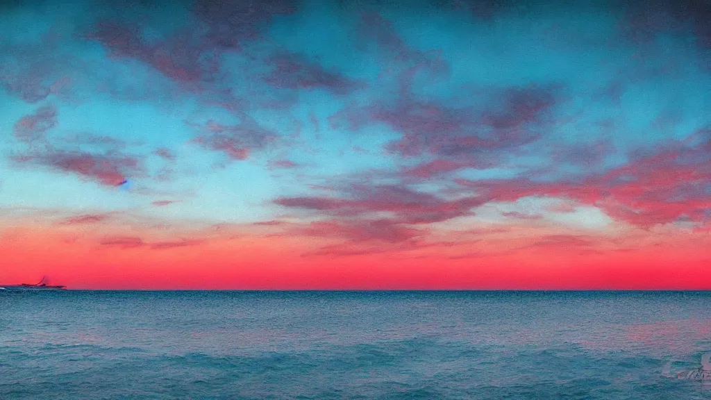 Prompt: red skies and blue oceans by wlop, landscape,