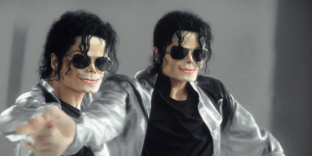 Image similar to michael jackson by himself 2 0 0 9 style wearing shades, studio dancing solo, this is it style, photo real, pores, motion blur, solo, by himself, heroic pose, real life, spotted, ultra realistic face, accurate, 4 k, movie still, uhd, sharp, detailed, cinematic, render, modern