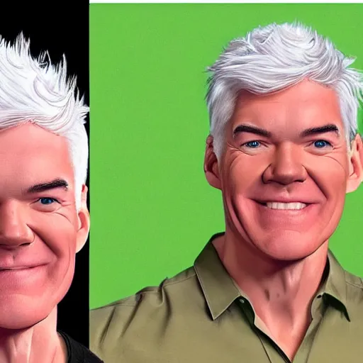 Image similar to Phillip schofield with the physique of a body builder, photorealistic, highly detailed, 4k, eye contact, digital painting,