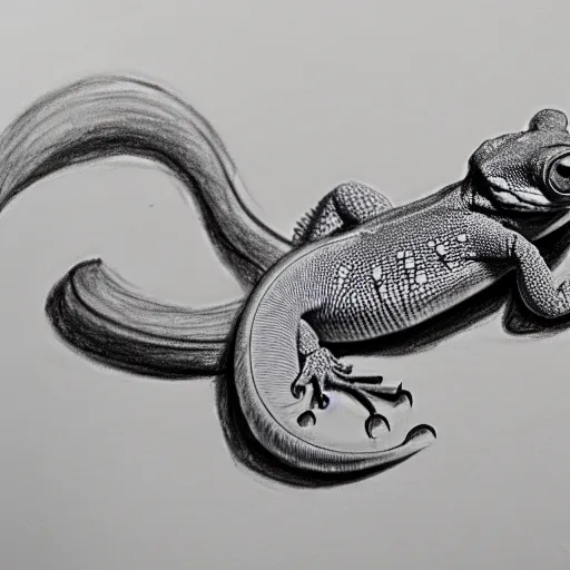 Image similar to drawing of a gecko, pencil, basic, outline