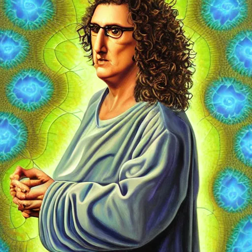 Image similar to weird al as god, infinite, fractal, painting