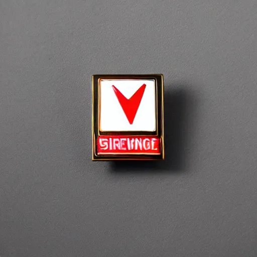 Prompt: a photo of a retro 8 0 s clean fire warning enamel pin, studio lighting, behance