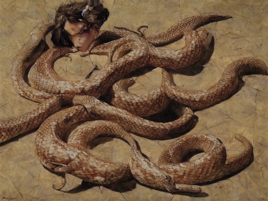 Image similar to snakes and legs, denis sarazhin, oil on canvas