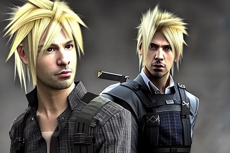 Prompt: live action film still of nathan fielder playing cloud strife in the new sci - fi movie