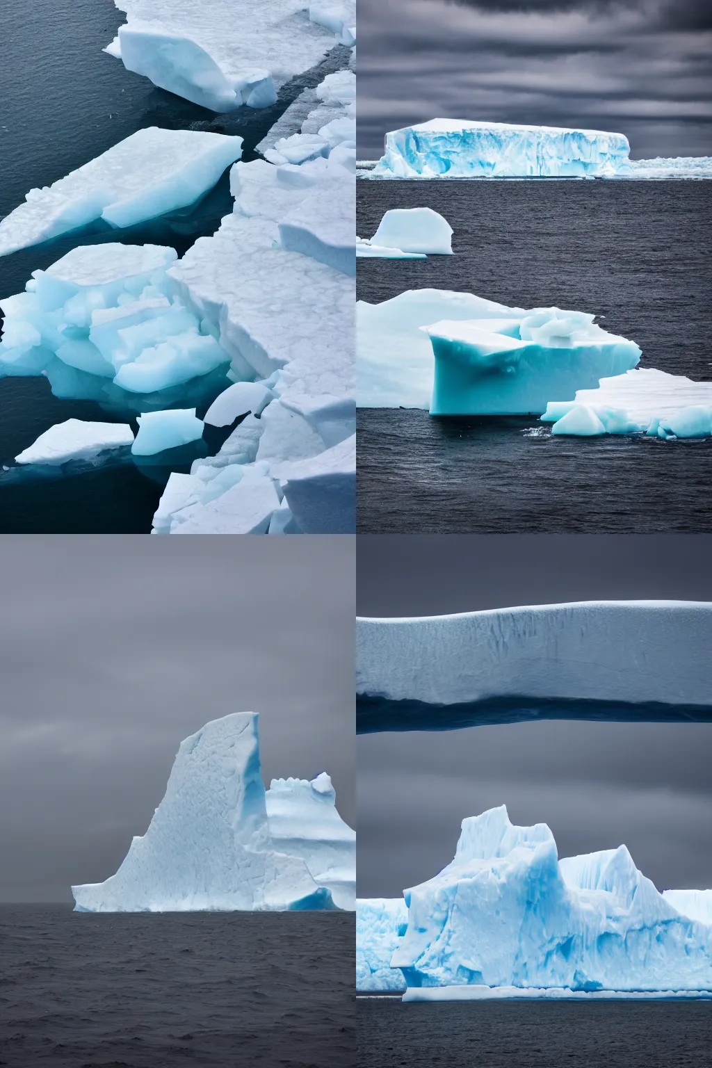 Prompt: a massive iceberg approaching New York, bad weather, moody, muted colors, cold color palette, digital photography, 4k, high quality