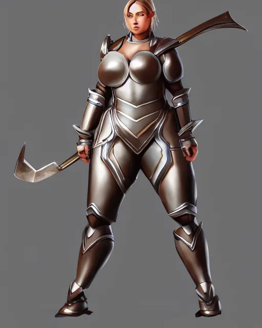 Prompt: concept art of a thicc female futurstic warrior, smooth slim fitted armor, sleek design, aerodynamic design, holding a large futurstic bow | | epic - fine - clean, polished, trending on artstation, brush strokes