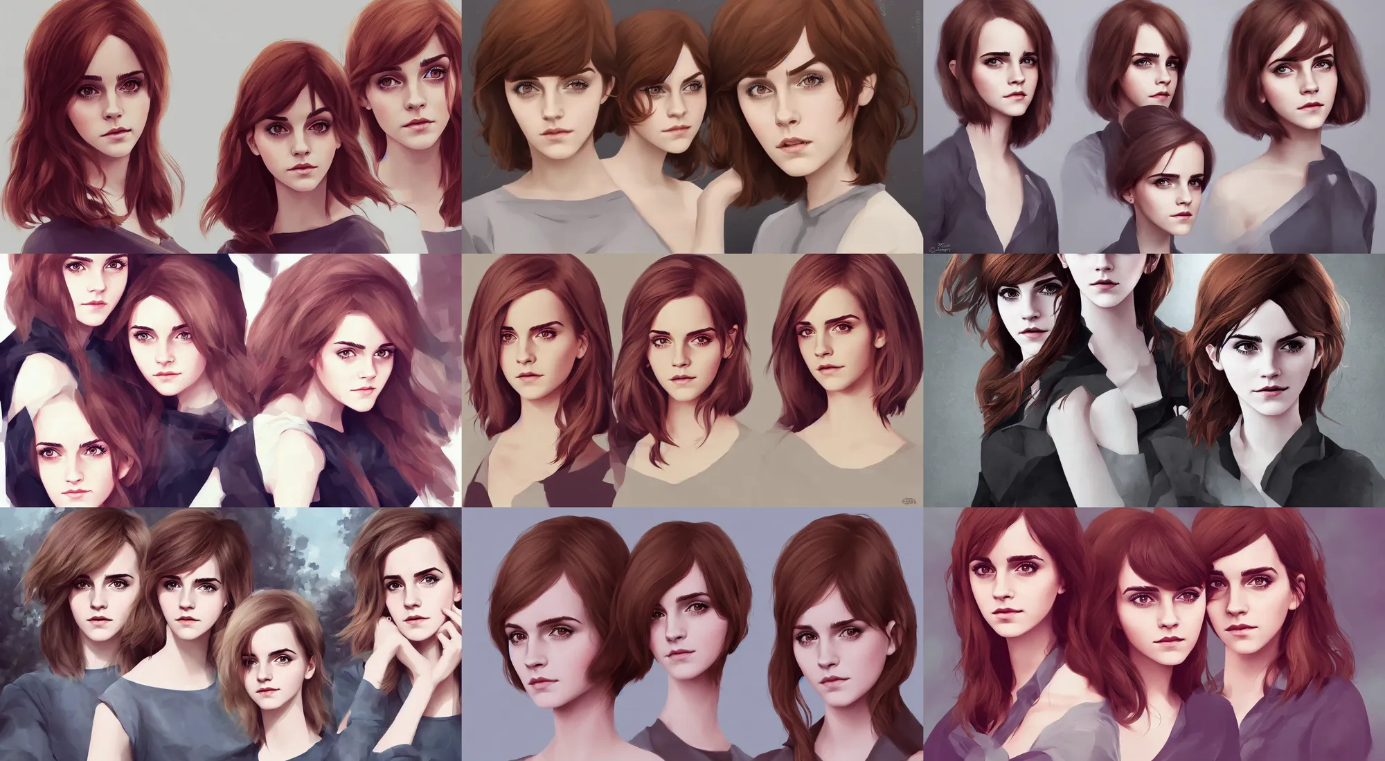 Image similar to mix of emma watson and christina hendricks, ilya kuvshinov, rossdraw