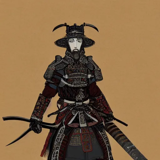 Prompt: Concept art of Male Victorian Gothic Samurai, hd, intricate, bloodborne, 8k, digital art