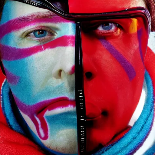 Prompt: A close-up, colourful studio photographic portrait of Patrick Roy, dramatic backlighting, photo by Martin Schoeller